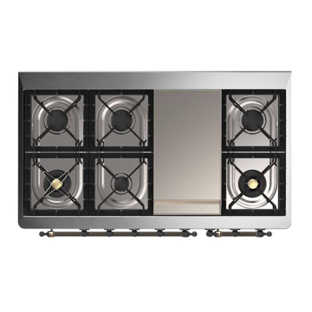 ILVE Majestic II 48 inch Solid Door Natural Gas Dual Fuel Range Burnished Glossy Black