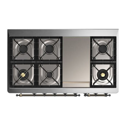 ILVE Majestic II 48 inch Solid Door Natural Gas Dual Fuel Range Burnished Glossy Black