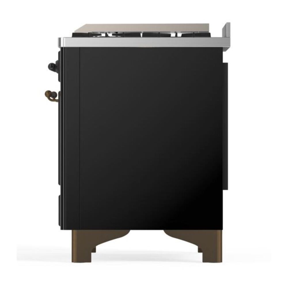 ILVE Majestic II 48 inch Solid Door Natural Gas Dual Fuel Range Burnished Glossy Black