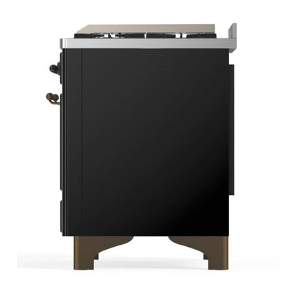 ILVE Majestic II 48 inch Solid Door Natural Gas Dual Fuel Range Burnished Glossy Black