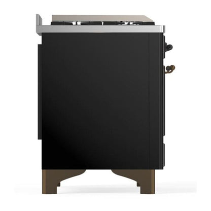 ILVE Majestic II 48 inch Solid Door Natural Gas Dual Fuel Range Burnished Glossy Black