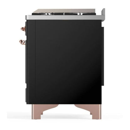 ILVE Majestic II 48 inch Solid Door Natural Gas Dual Fuel Range Copper Glossy Black