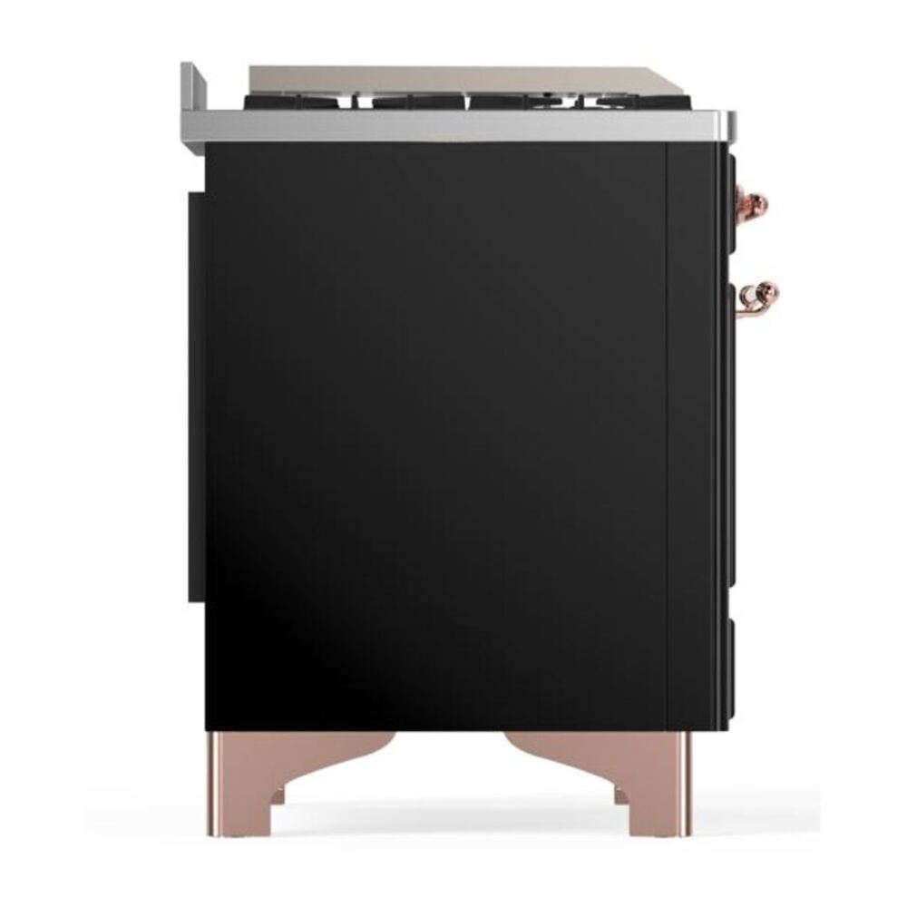 ILVE Majestic II 48 inch Solid Door Natural Gas Dual Fuel Range Copper Glossy Black