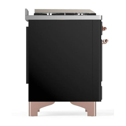 ILVE Majestic II 48 inch Solid Door Natural Gas Dual Fuel Range Copper Glossy Black