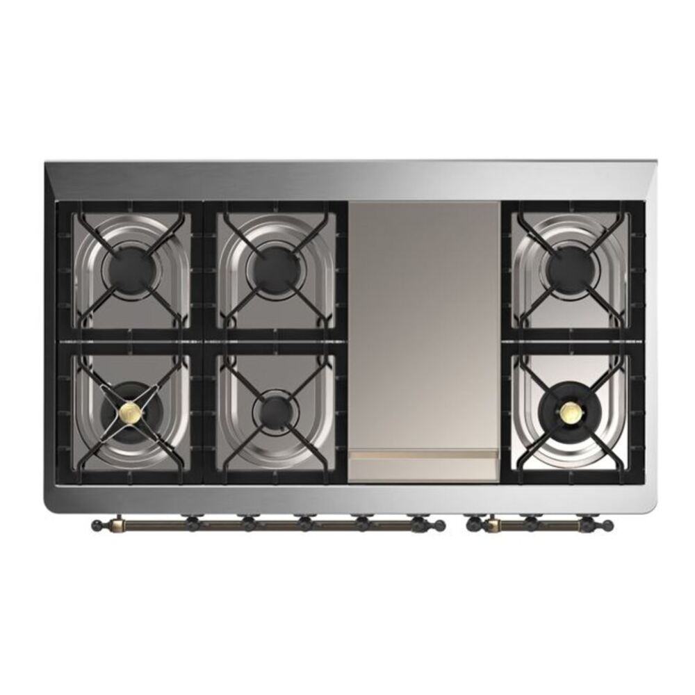 ILVE Majestic II 48 inch Solid Door Natural Gas Dual Fuel Range Burnished Burgundy