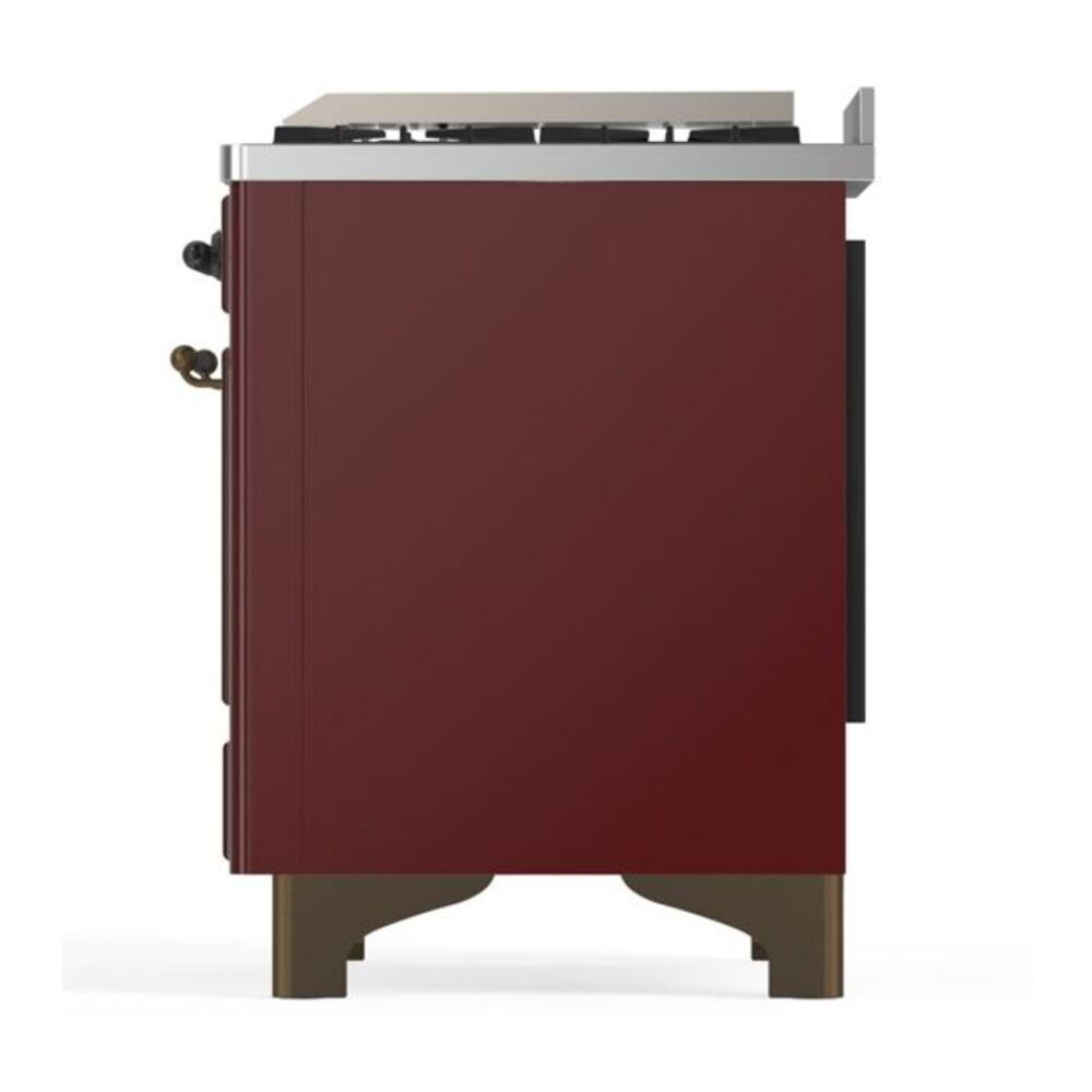 ILVE Majestic II 48 inch Solid Door Natural Gas Dual Fuel Range Burnished Burgundy