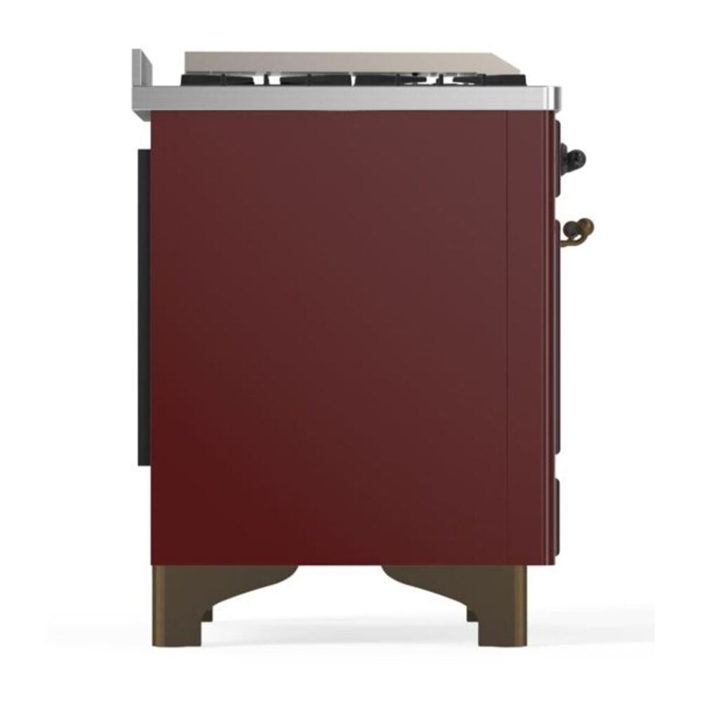 ILVE Majestic II 48 inch Solid Door Natural Gas Dual Fuel Range Burnished Burgundy