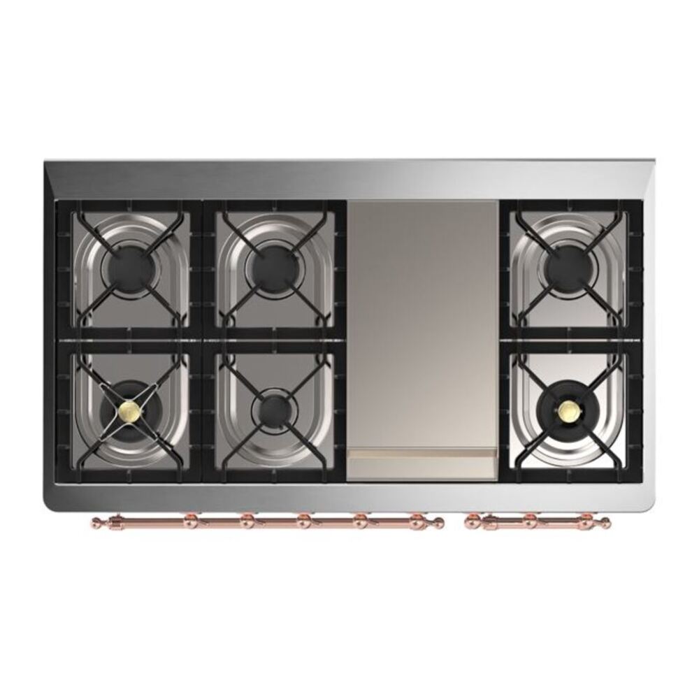 ILVE Majestic II 48 inch Solid Door Natural Gas Dual Fuel Range Copper Burgundy