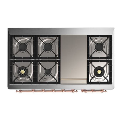 ILVE Majestic II 48 inch Solid Door Natural Gas Dual Fuel Range Copper Burgundy