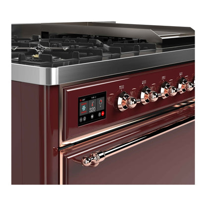ILVE Majestic II 48 inch Solid Door Natural Gas Dual Fuel Range Copper Burgundy