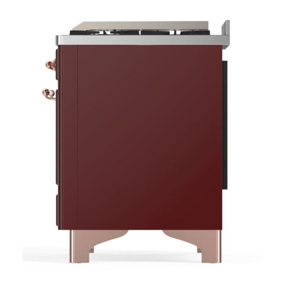 ILVE Majestic II 48 inch Solid Door Natural Gas Dual Fuel Range Copper Burgundy