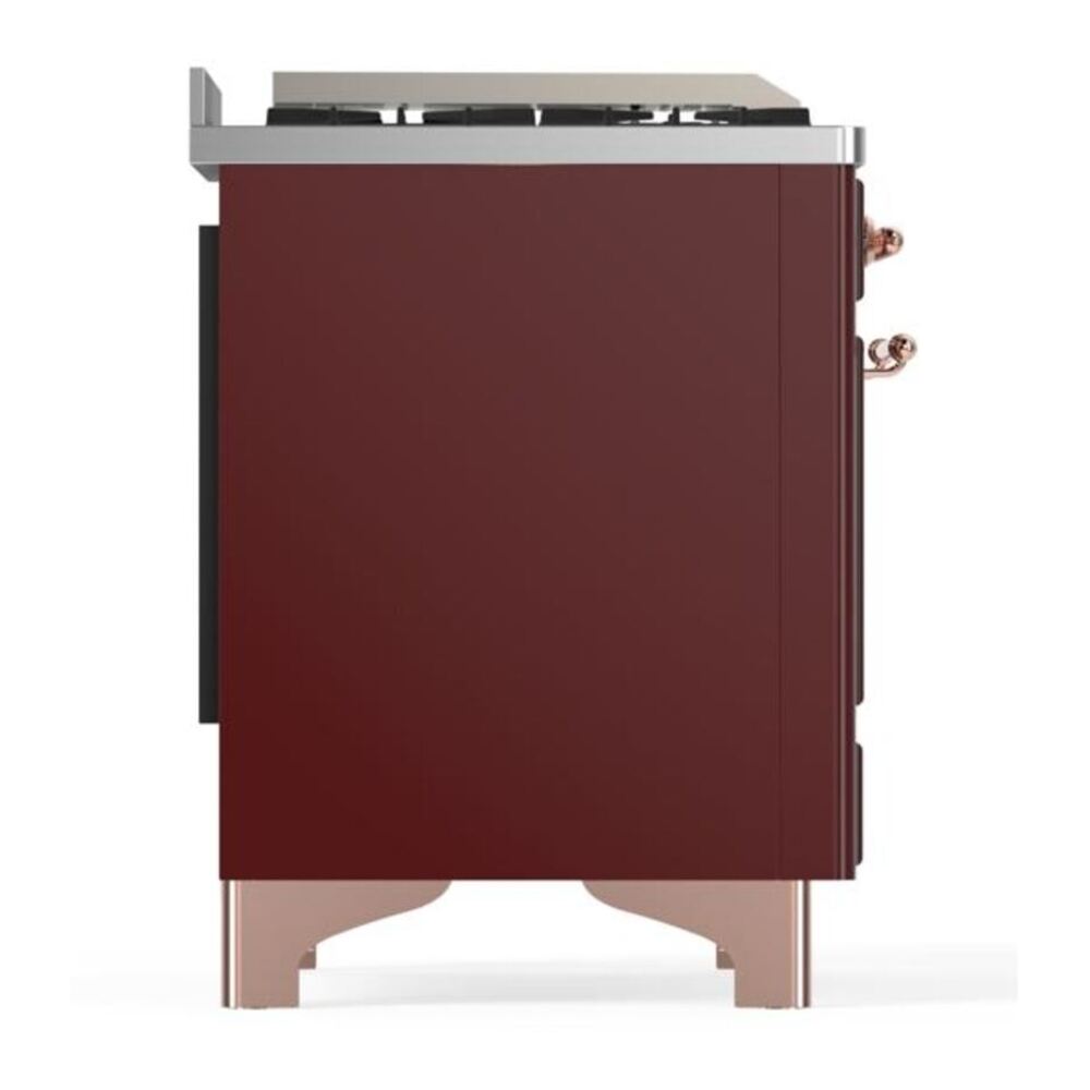 ILVE Majestic II 48 inch Solid Door Natural Gas Dual Fuel Range Copper Burgundy