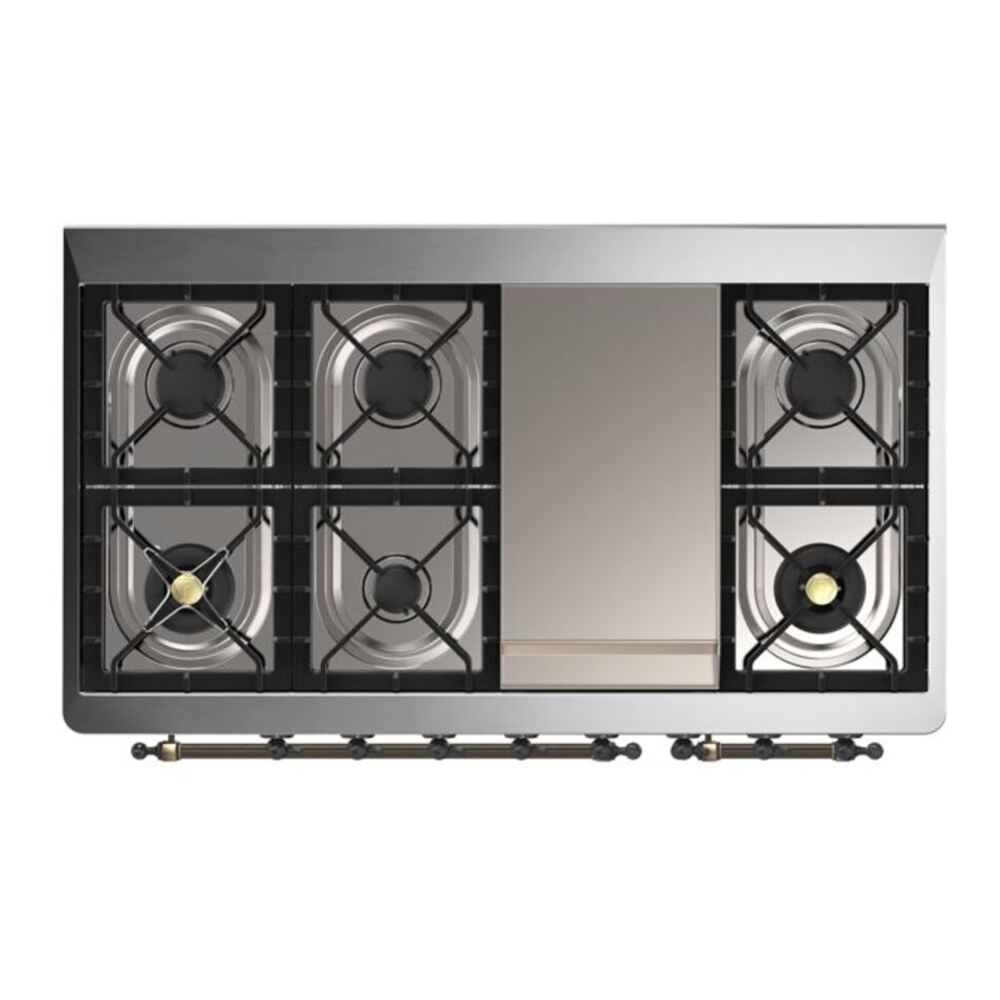 ILVE Majestic II 48 inch Solid Door Natural Gas Dual Fuel Range Burnished Emerald Green