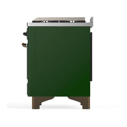 ILVE Majestic II 48 inch Solid Door Natural Gas Dual Fuel Range Burnished Emerald Green