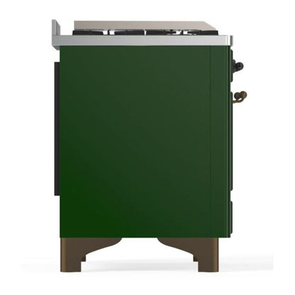 ILVE Majestic II 48 inch Solid Door Natural Gas Dual Fuel Range Burnished Emerald Green