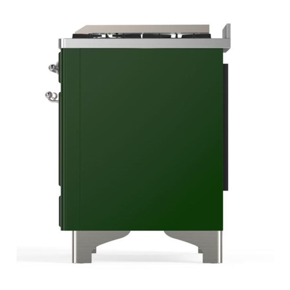 ILVE Majestic II 48 inch Solid Door Natural Gas Dual Fuel Range Chrome Emerald Green