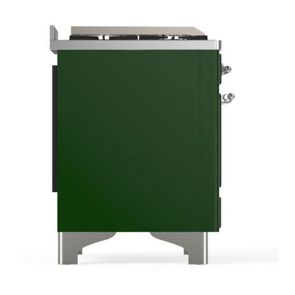 ILVE Majestic II 48 inch Solid Door Natural Gas Dual Fuel Range Chrome Emerald Green