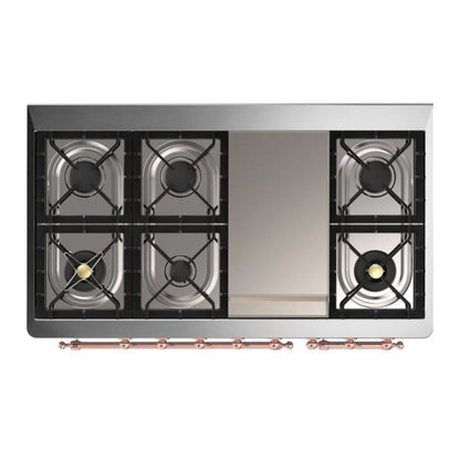 ILVE Majestic II 48 inch Solid Door Natural Gas Dual Fuel Range Copper Emerald Green