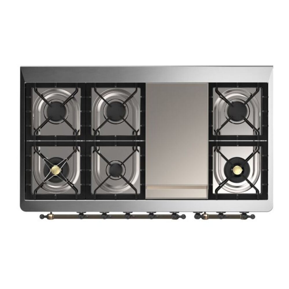 ILVE Majestic II 48 inch Solid Door Natural Gas Dual Fuel Range Burnished Midnight Blue