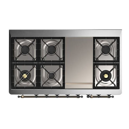 ILVE Majestic II 48 inch Solid Door Natural Gas Dual Fuel Range Burnished Midnight Blue