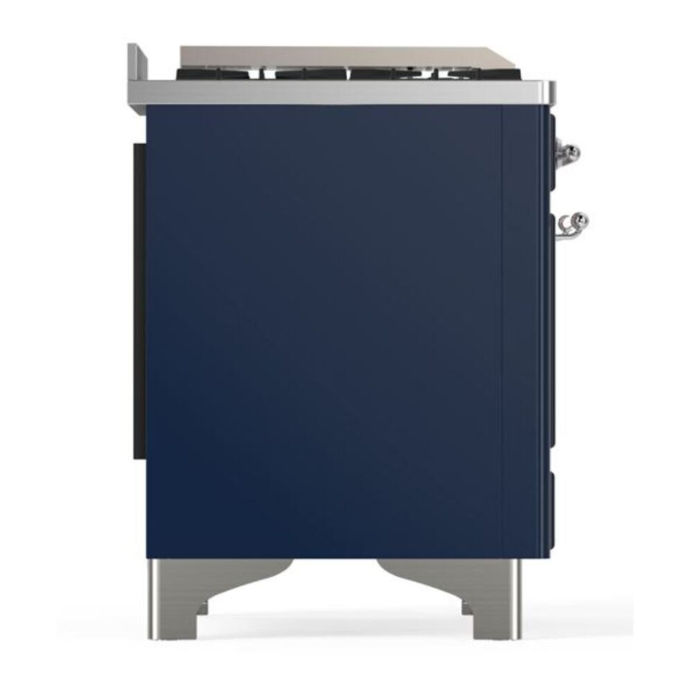 ILVE Majestic II 48 inch Solid Door Natural Gas Dual Fuel Range Chrome Midnight Blue