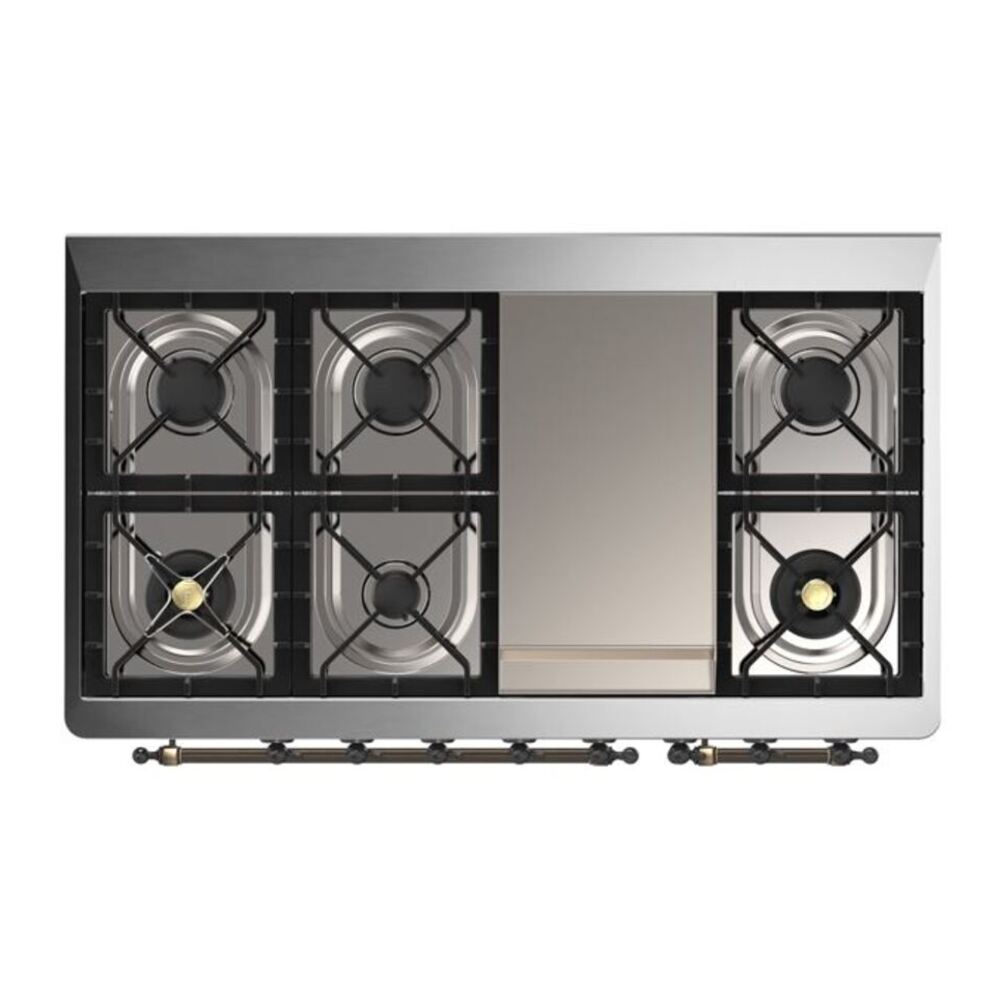 ILVE Majestic II 48 inch Solid Door Natural Gas Dual Fuel Range Burnished Graphite Matte