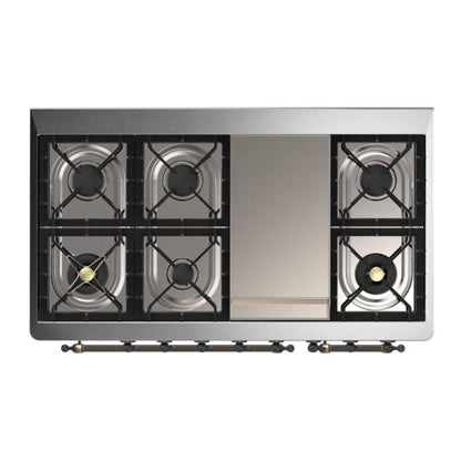 ILVE Majestic II 48 inch Solid Door Natural Gas Dual Fuel Range Burnished Graphite Matte