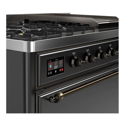 ILVE Majestic II 48 inch Solid Door Natural Gas Dual Fuel Range Burnished Graphite Matte