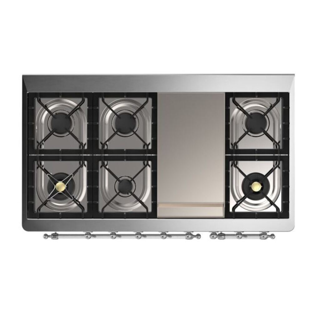 ILVE Majestic II 48 inch Solid Door Natural Gas Dual Fuel Range Chrome Graphite Matte