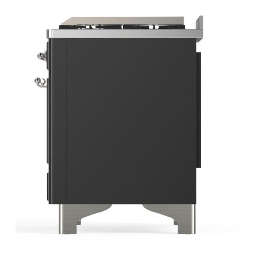 ILVE Majestic II 48 inch Solid Door Natural Gas Dual Fuel Range Chrome Graphite Matte