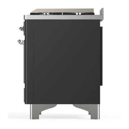 ILVE Majestic II 48 inch Solid Door Natural Gas Dual Fuel Range Chrome Graphite Matte