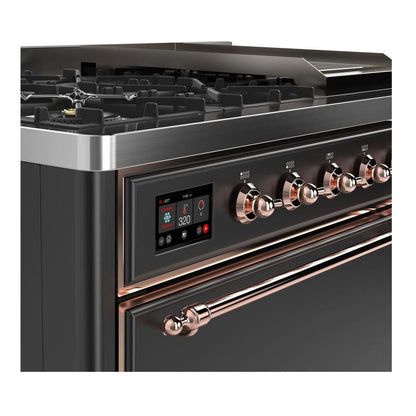 ILVE Majestic II 48 inch Solid Door Natural Gas Dual Fuel Range Copper Graphite Matte