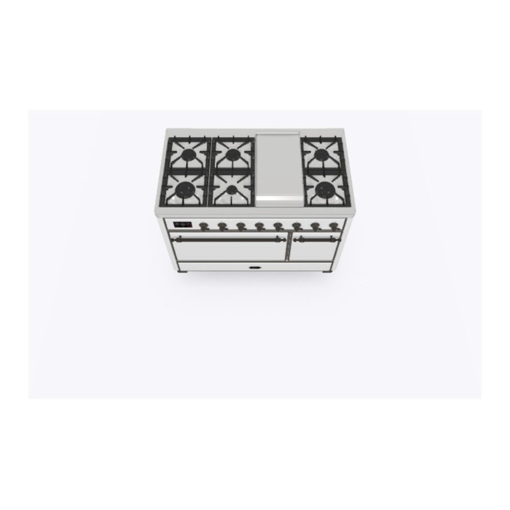 ILVE Majestic II 48 inch Solid Door Natural Gas Dual Fuel Range Burnished RAL