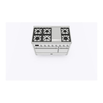 ILVE Majestic II 48 inch Solid Door Natural Gas Dual Fuel Range Chrome RAL
