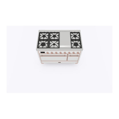 ILVE Majestic II 48 inch Solid Door Natural Gas Dual Fuel Range Copper RAL