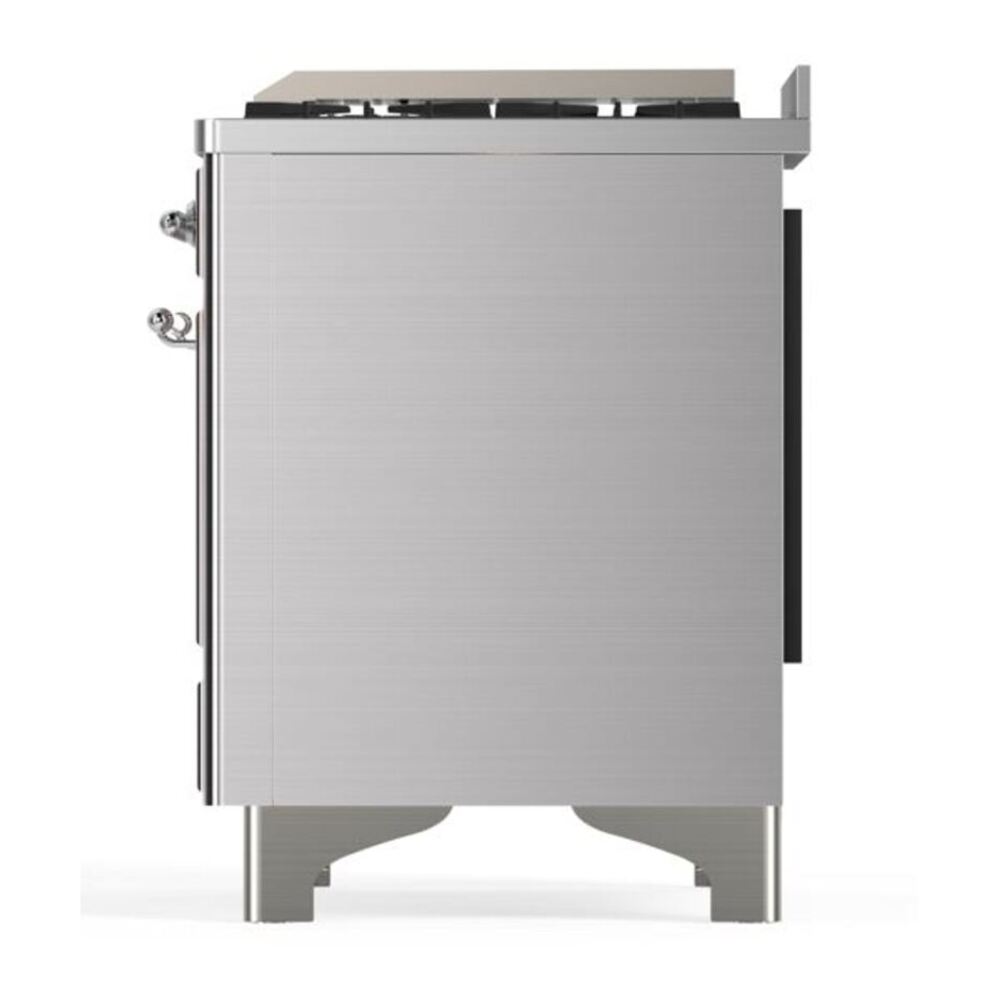 ILVE Majestic II 48 inch Solid Door Natural Gas Dual Fuel Range Chrome Stainless Steel