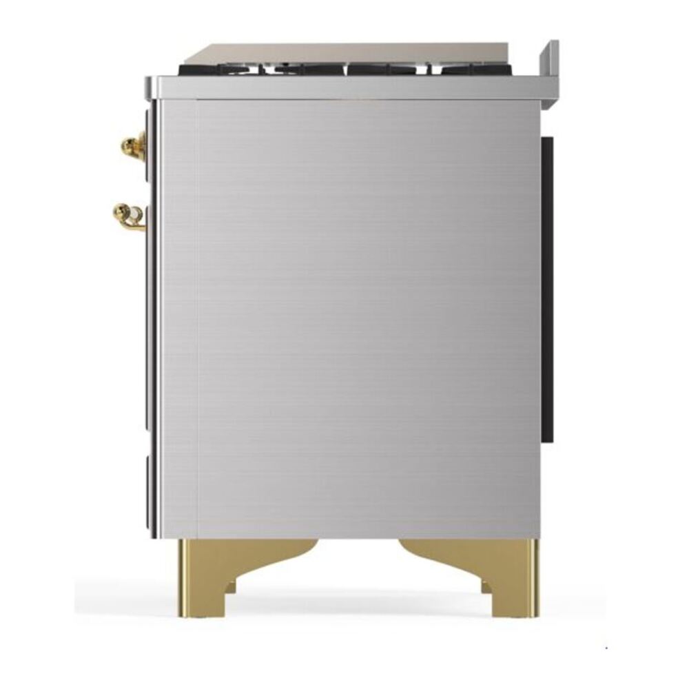 ILVE Majestic II 48 inch Solid Door Natural Gas Dual Fuel Range Brass Stainless Steel
