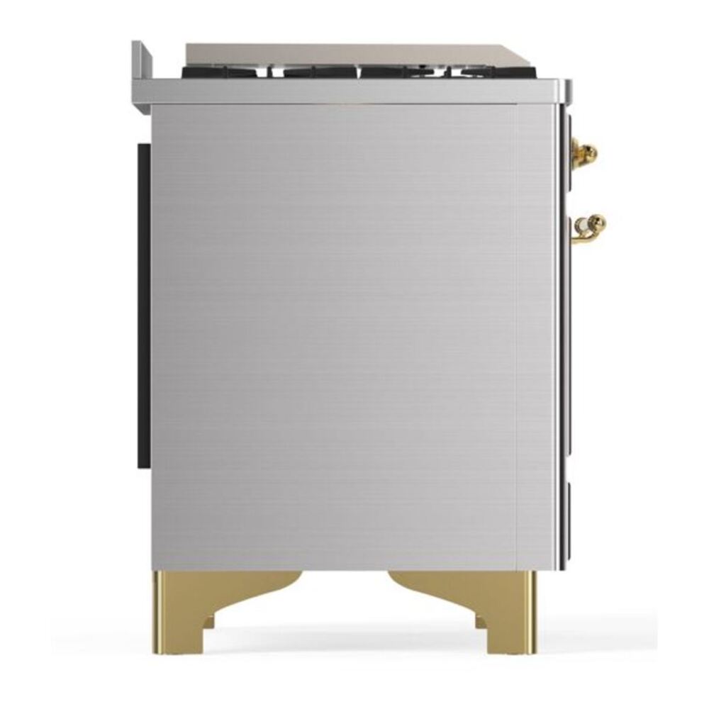 ILVE Majestic II 48 inch Solid Door Natural Gas Dual Fuel Range Brass Stainless Steel