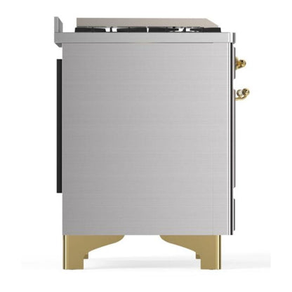 ILVE Majestic II 48 inch Solid Door Natural Gas Dual Fuel Range Brass Stainless Steel