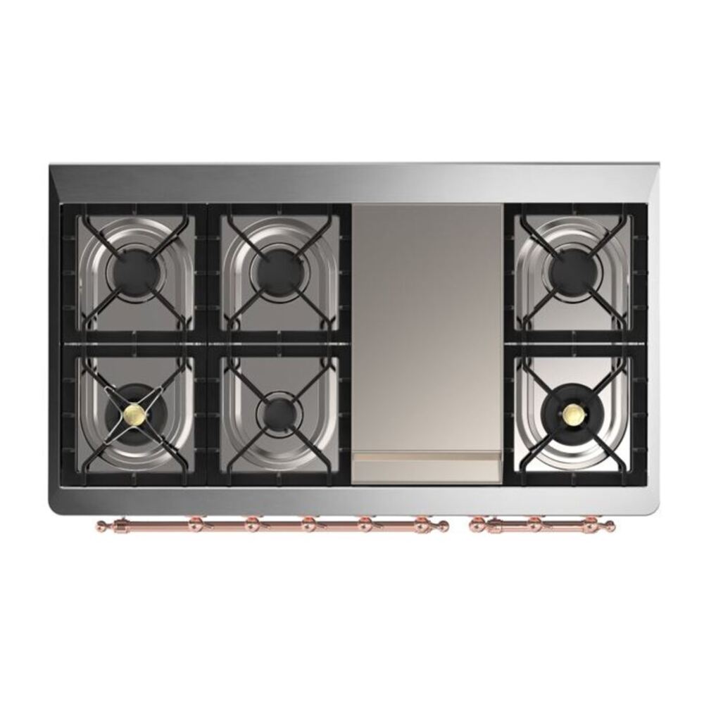 ILVE Majestic II 48 inch Solid Door Natural Gas Dual Fuel Range Copper Stainless Steel