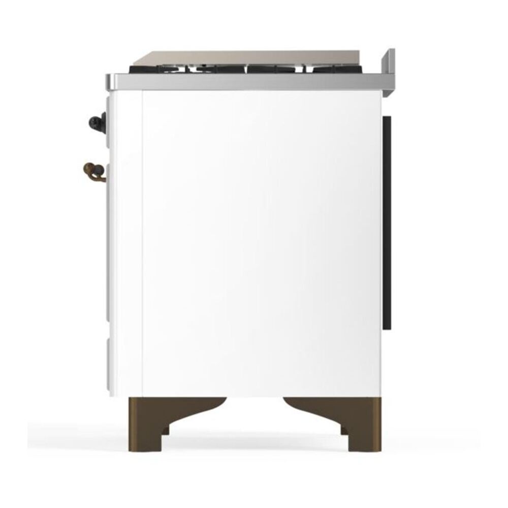 ILVE Majestic II 48 inch Solid Door Natural Gas Dual Fuel Range Burnished White