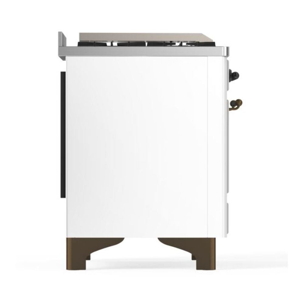 ILVE Majestic II 48 inch Solid Door Natural Gas Dual Fuel Range Burnished White