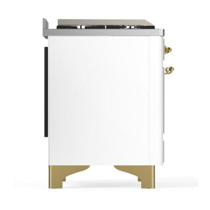 ILVE Majestic II 48 inch Solid Door Natural Gas Dual Fuel Range Brass White