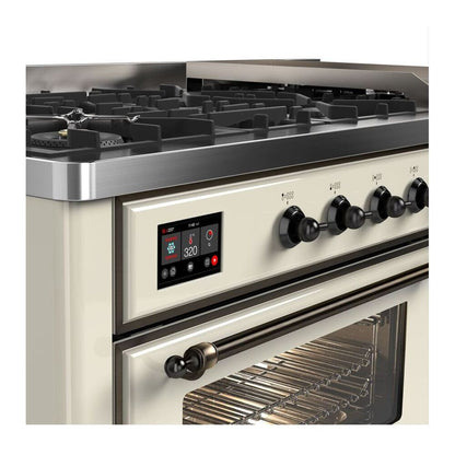 ILVE Majestic II 60 inch Triple Glass Door Natural Gas Dual Fuel Range Burnished Antique White