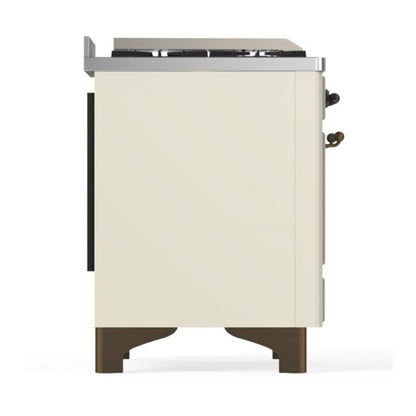 ILVE Majestic II 60 inch Triple Glass Door Natural Gas Dual Fuel Range Burnished Antique White