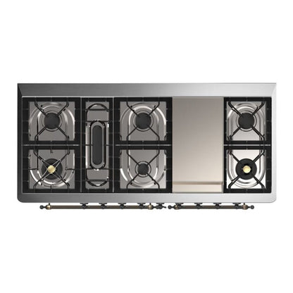 ILVE Majestic II 60 inch Triple Glass Door Natural Gas Dual Fuel Range Burnished Antique White