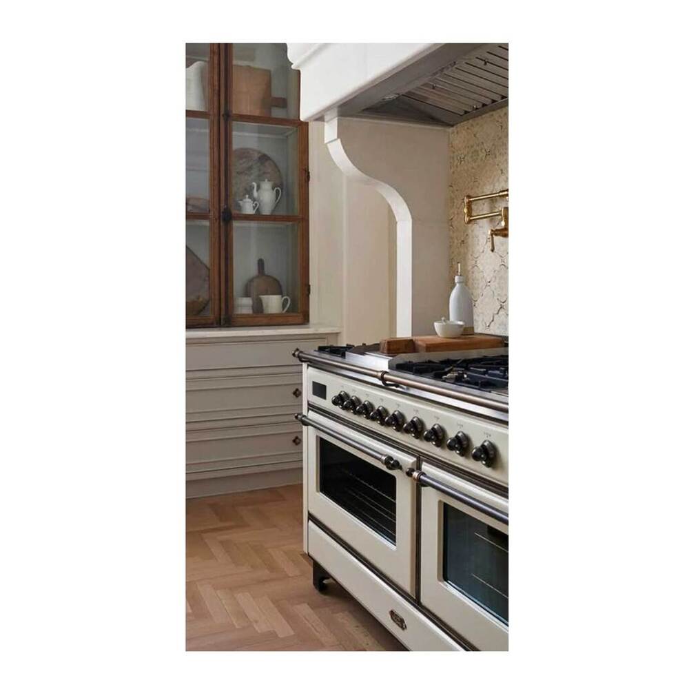 ILVE Majestic II 60 inch Triple Glass Door Natural Gas Dual Fuel Range Burnished Antique White