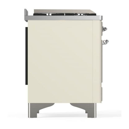 ILVE Majestic II 60 inch Triple Glass Door Natural Gas Dual Fuel Range Chrome Antique White