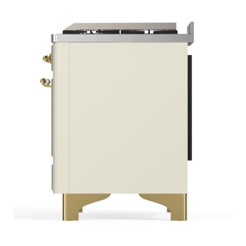 ILVE Majestic II 60 inch Triple Glass Door Natural Gas Dual Fuel Range Brass Antique White
