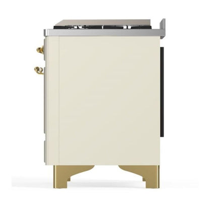 ILVE Majestic II 60 inch Triple Glass Door Natural Gas Dual Fuel Range Brass Antique White